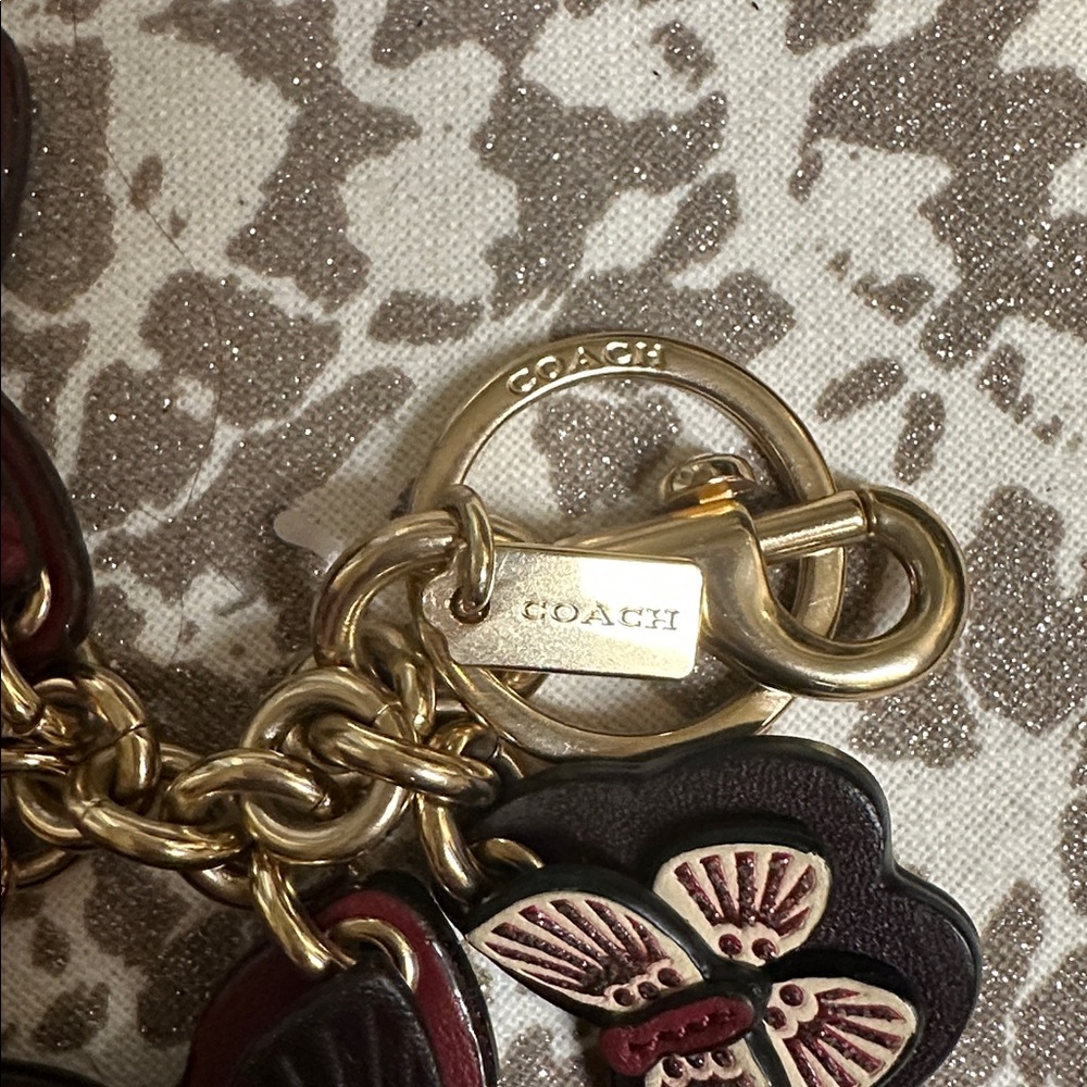 Coach Burgundy and Black Butterfly Charm Key Ring - Picture 5 of 5
